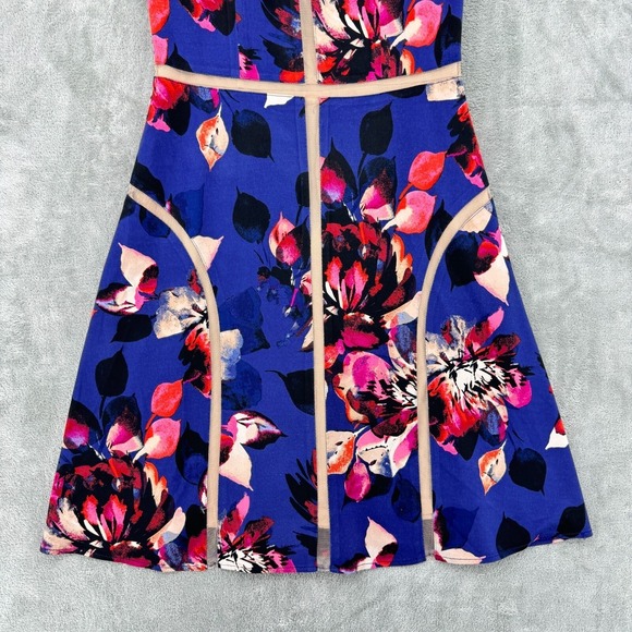 Adrianna Papell Dress 2 Floral Event Career Classic Stretch Lined Zip Blue Pink - Picture 5 of 15